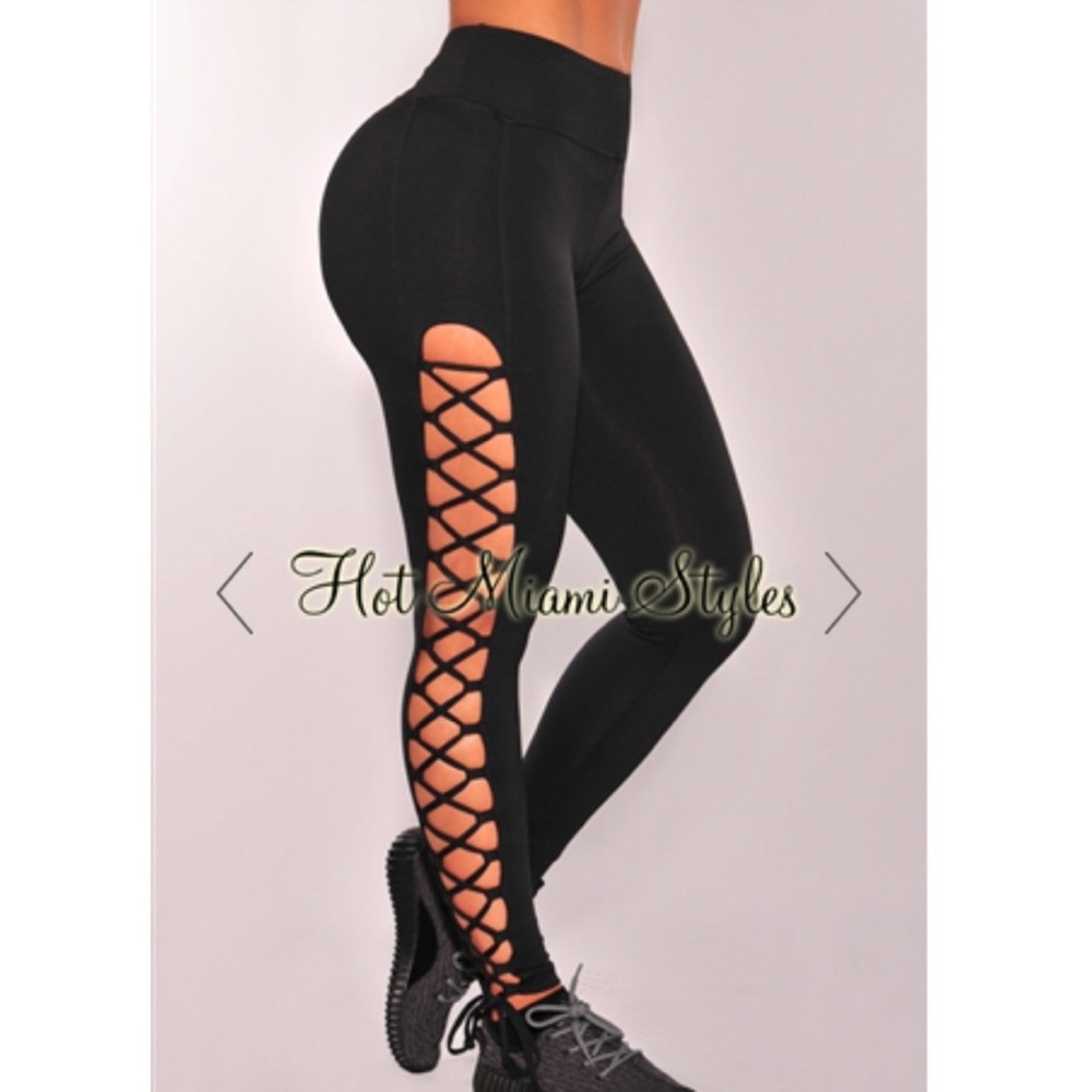 Brand new Black lace up leggings